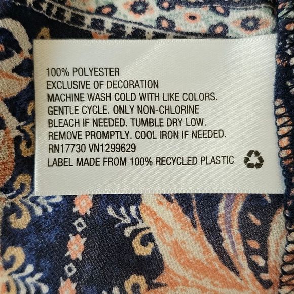 Knox Rose Boho Tunic Chiffon Blue Floral Tie Front Sz S Boho Cottagecore Country - Picture 9 of 10